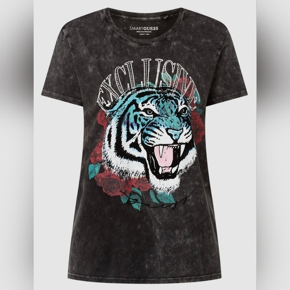NEW Guess Womens Cotton Stretch Graphic T-Shirt - Picture 1 of 8